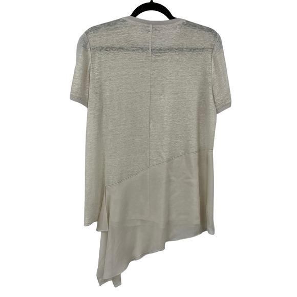 Per Se by Carlisle Short Sleeve Linen Silk Asymmetrical Metallic Top Women's 6 - Picture 7 of 7